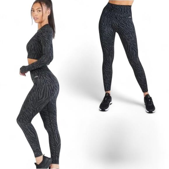 AYBL Evolve Animal Seamless Leggings Small High Waist Zebra Print Black Active - Picture 1 of 7